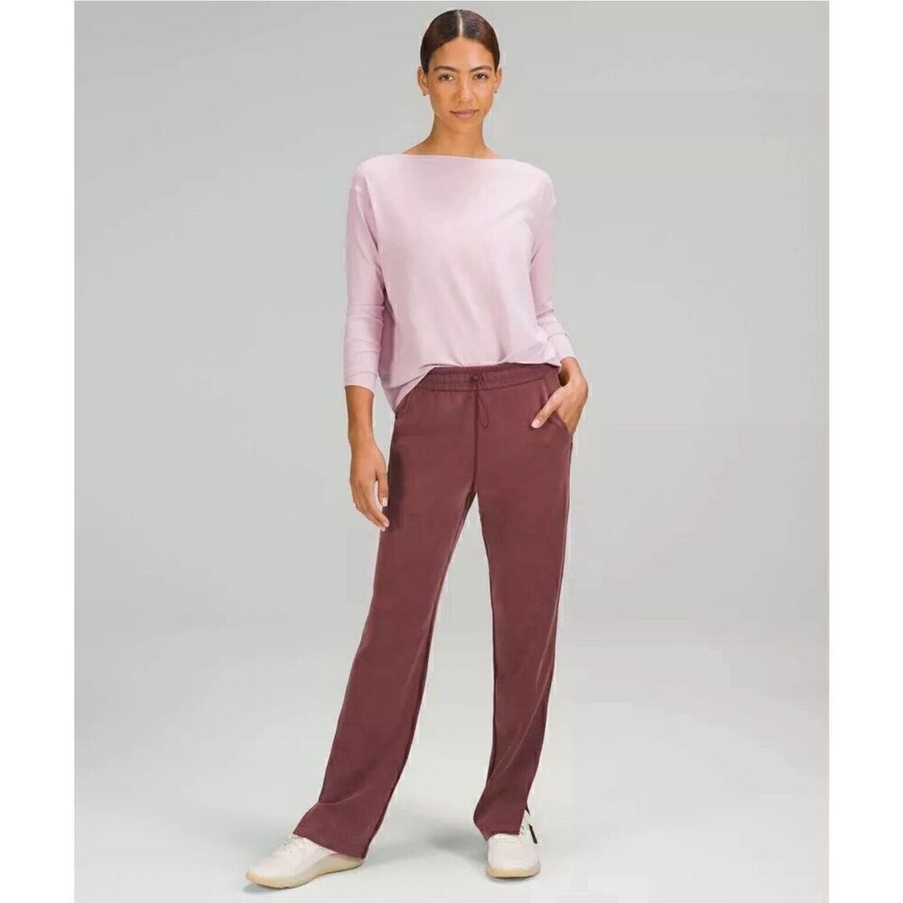 Lululemon Brushed Softstreme Split-Hem High-Rise Pant Red Merlot Size 14